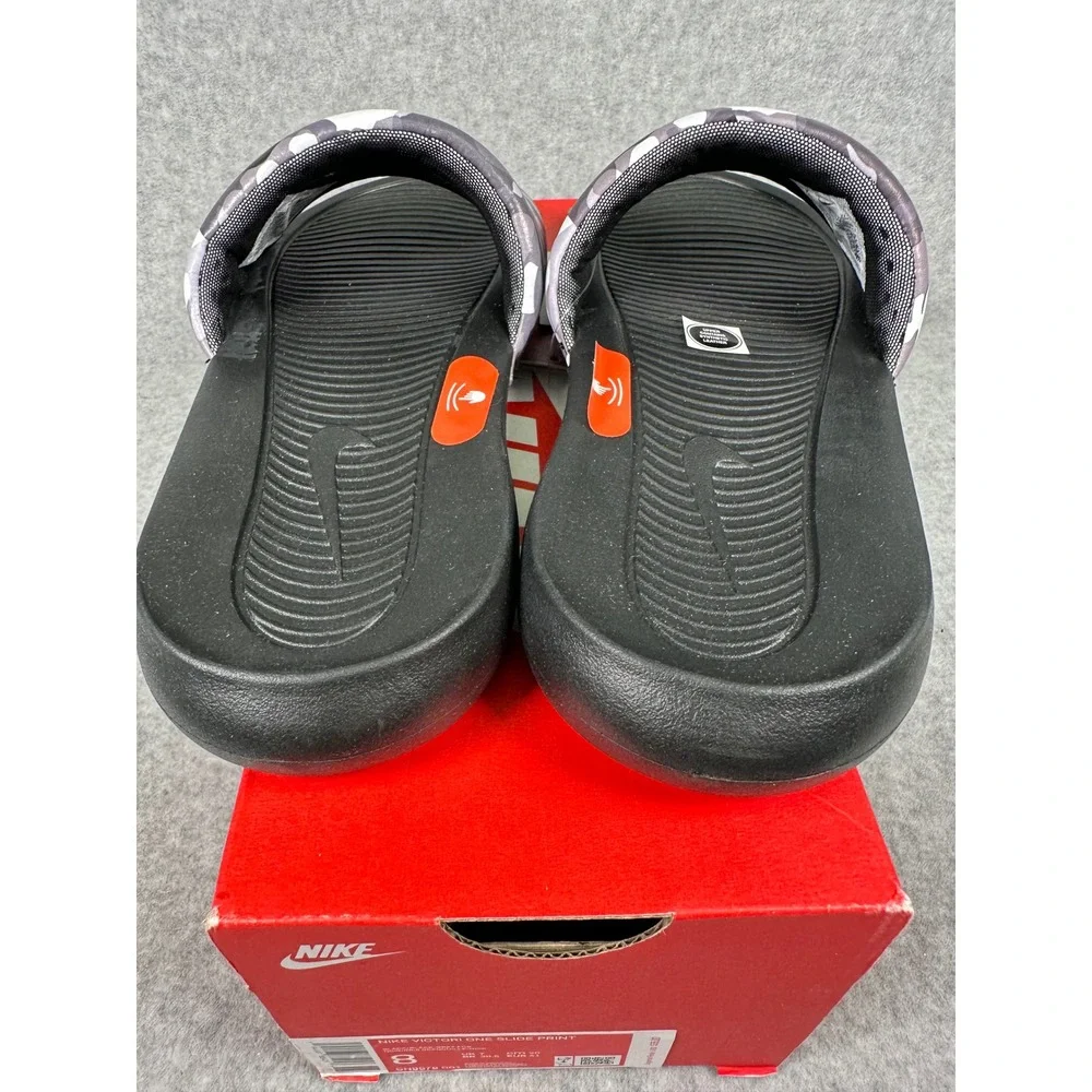Nike Victori One Slide Print Mens Size‎ 8 Black Grey CN9678-001 NEW